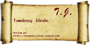 Tamássy Jónás névjegykártya